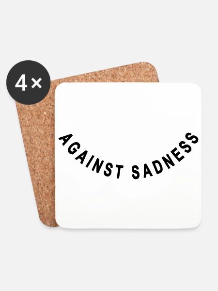 against sadness (smiley) - Coasters (set of 4) - white