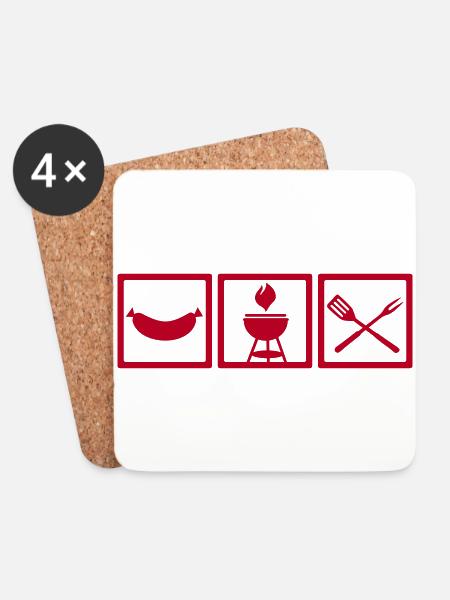 Grill - Untersetzer (4er-Set) - Weiß
