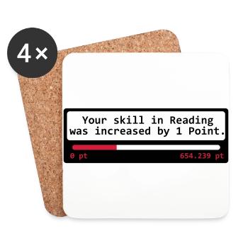 Your skill in Reading was increased by 1 Point - - Untersetzer (4er-Set) - Weiß - Vorne