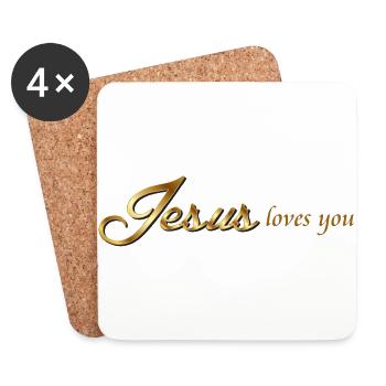 Jesus liebt dich - Untersetzer (4er-Set) - Weiß - Vorne