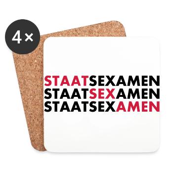 staatsexamen 3 times - Coasters (set of 4) - white - Front