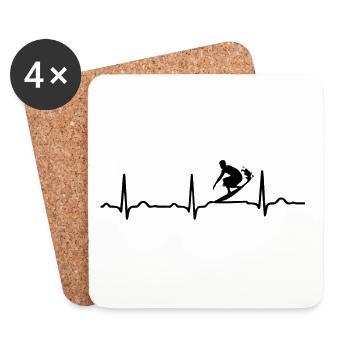 ECG HEARTBEAT SURF Noir - Dessous de verre (lot de 4) - blanc - Devant