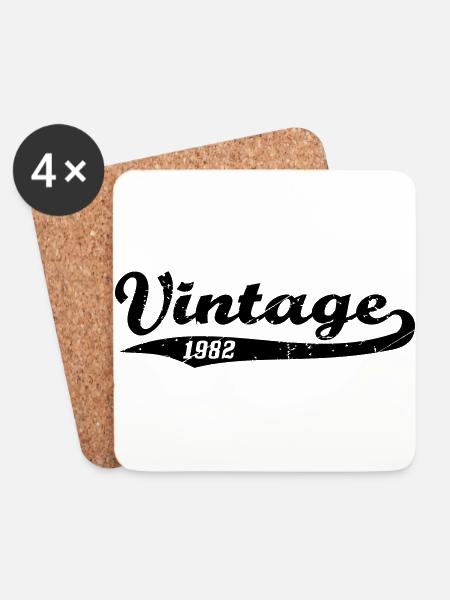 Vintage 1982 - Untersetzer (4er-Set) - Weiß