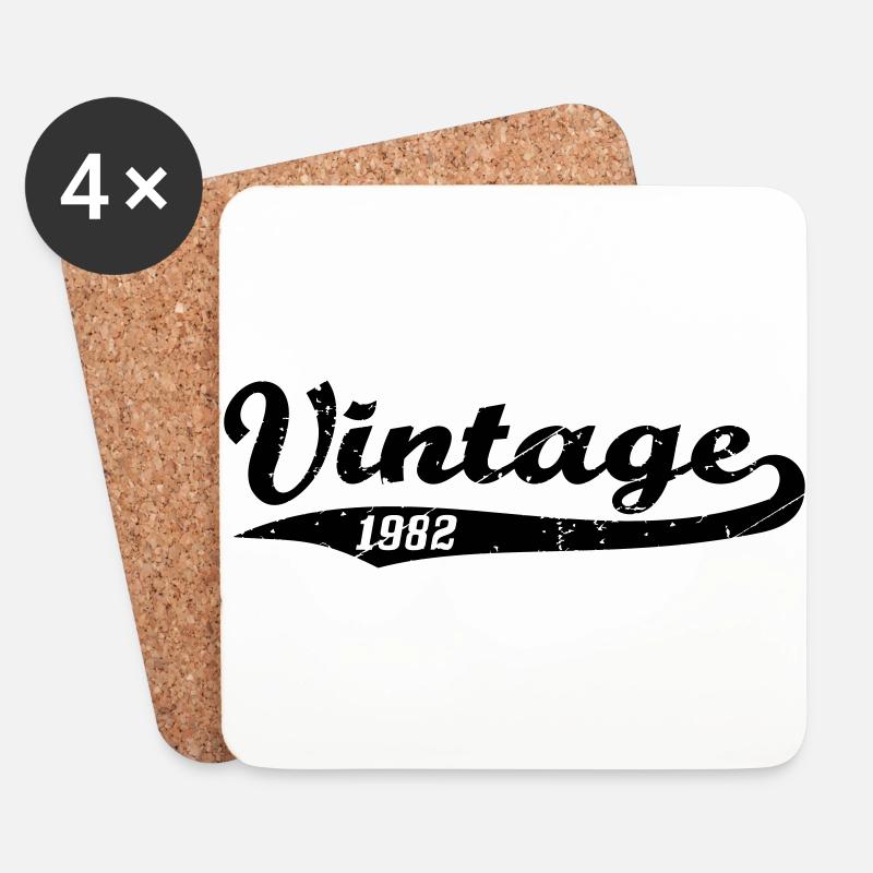 Vintage 1982 - Untersetzer (4er-Set) - Weiß