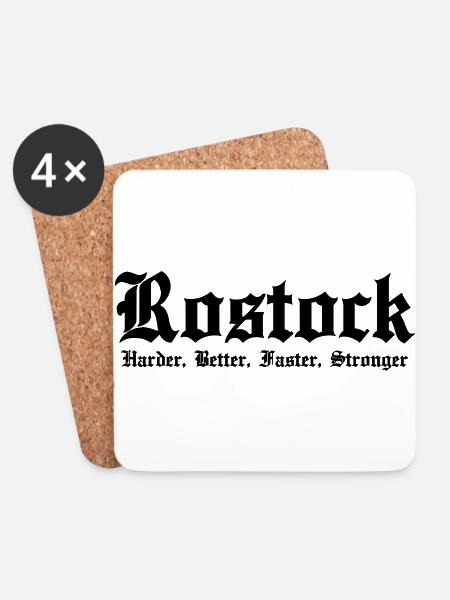 Rostock Harder Better Faster Stronger Stadt - Untersetzer (4er-Set) - Weiß