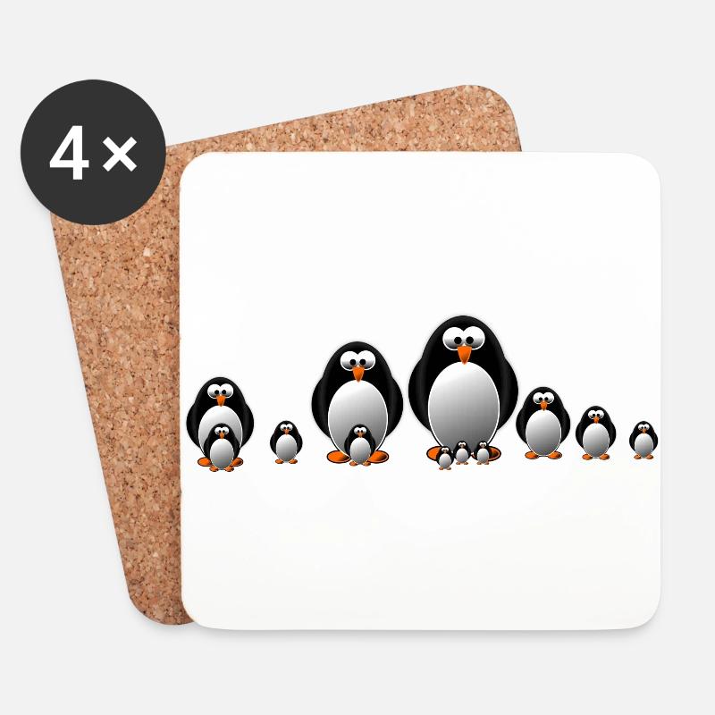Pinguine - Untersetzer (4er-Set) - Weiß
