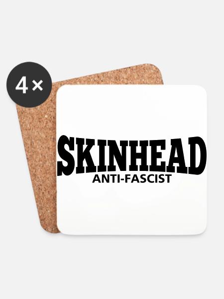 Skinhead - Antifascist - Untersetzer (4er-Set) - Weiß