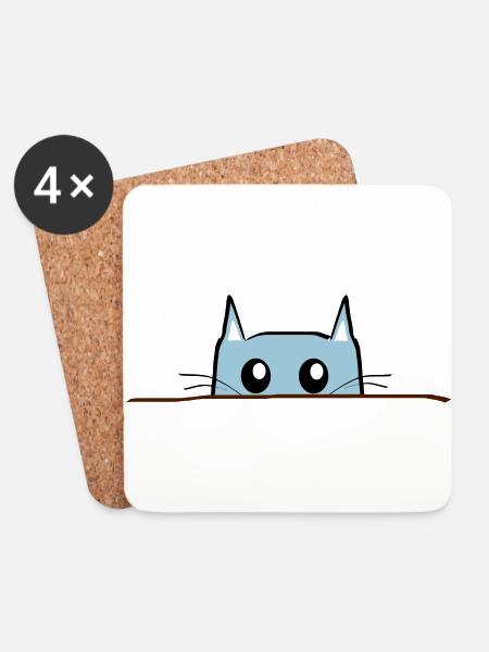 Katze Comic Tisch - Untersetzer (4er-Set) - Weiß