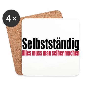 Selbstständig Arbeit Geschenk Geburtstag Chef - Untersetzer (4er-Set) - Weiß - Vorne