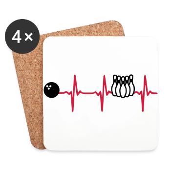 Heart Beat Bowling - Untersetzer (4er-Set) - Weiß - Vorne