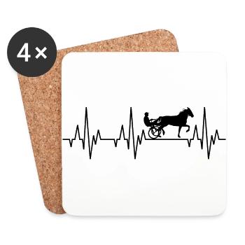 Herzschlag EKG Trabrennsport Pferderennsport Pferd - Untersetzer (4er-Set) - Weiß - Vorne