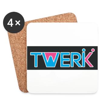 TWERK logo with W filled with Rose - Coasters (set of 4) - white - Front