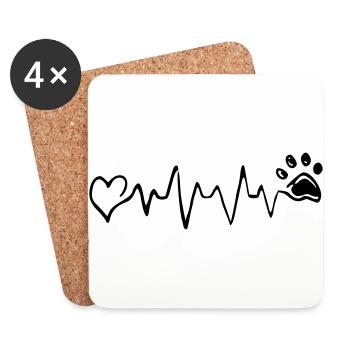 heartbeat hund - Dessous de verre (lot de 4) - blanc - Devant