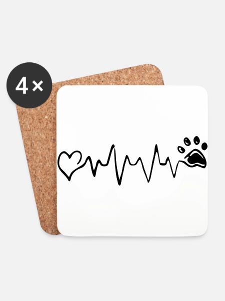 heartbeat hund - Untersetzer (4er-Set) - Weiß