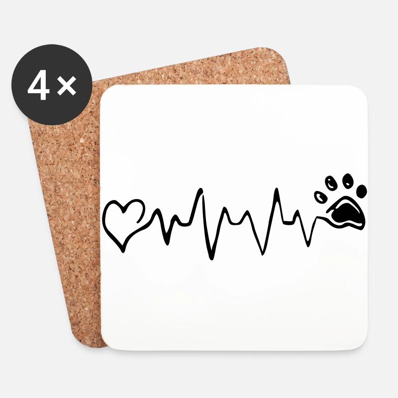 heartbeat hund - Untersetzer (4er-Set) - Weiß