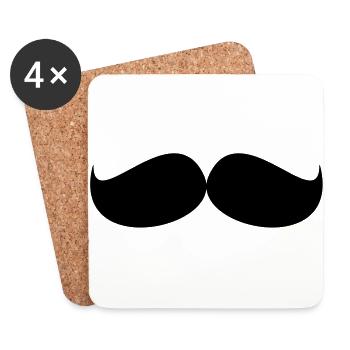 Funny barbe & Mustache - Coasters (set of 4) - white - Front