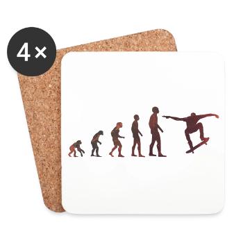 Evolution der Skater Skateboard Extremsport - Untersetzer (4er-Set) - Weiß - Vorne