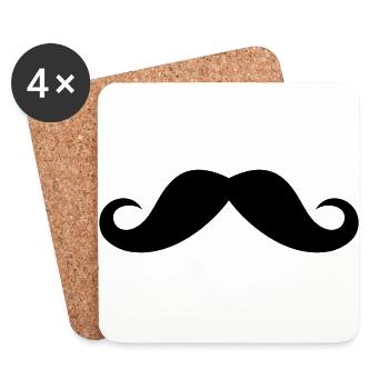 Moustache - Dessous de verre (lot de 4) - blanc - Devant