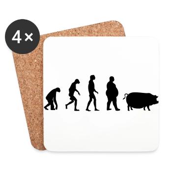 Evolution vom Affe zum Mensch zum Schwein - Untersetzer (4er-Set) - Weiß - Vorne