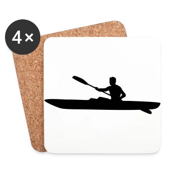Kayak, kayaker - man - Coasters (set of 4) - white - Front