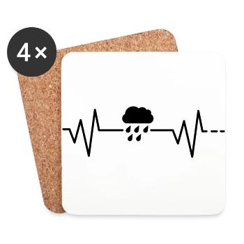 Heartbeat rain cloud rain cloud autumn weather - Coasters (set of 4) - white - Front