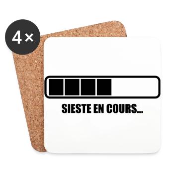 Sieste en cours - Humour - Drôle - Blague - Fun - Dessous de verre (lot de 4) - blanc - Devant