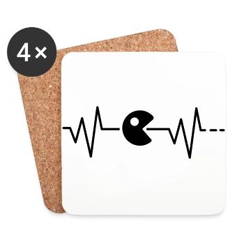 Heartbeat gaming pac mind video game retro man - Coasters (set of 4) - white - Front