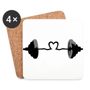 Weights, Barbell, Muscles - Coasters (set of 4) - white - Front