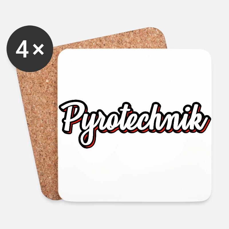 Pyrotechnik Pyro Feuerwerk - Untersetzer (4er-Set) - Weiß