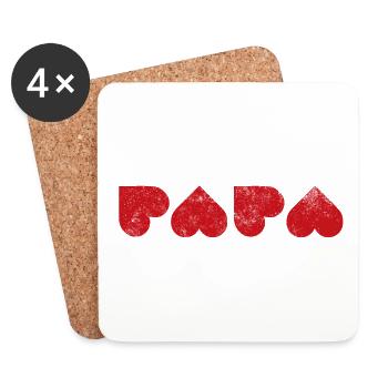 PAPA from / from the heart - A gift with a heart - Coasters (set of 4) - white - Front