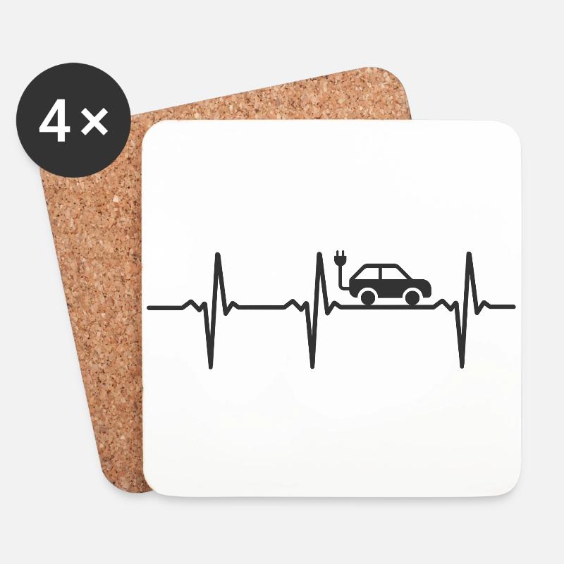 EKG Elektroauto Geschenkidee - Untersetzer (4er-Set) - Weiß