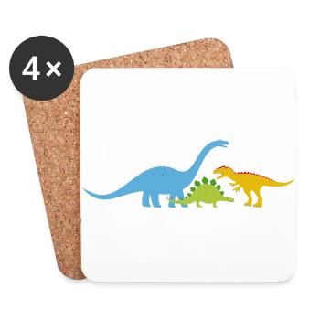 Dinos Dinosaurier - Untersetzer (4er-Set) - Weiß - Vorne