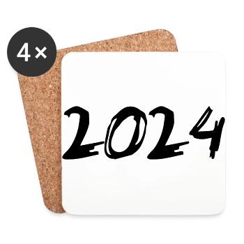 2024 Jahreszahl Datum Zahl Anno Kalenderjahr - Untersetzer (4er-Set) - Weiß - Vorne