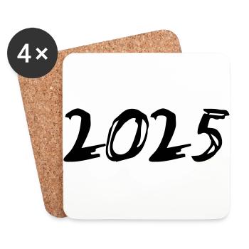 2025 Jahreszahl Datum Zahl Anno Kalenderjahr - Untersetzer (4er-Set) - Weiß - Vorne