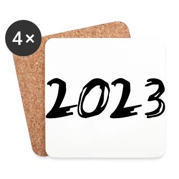 2023 Jahreszahl Datum Zahl Anno Kalenderjahr - Untersetzer (4er-Set) - Weiß - Vorne