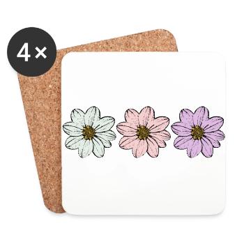 Fleur fleur pastel fleurs fleurs pastel lilas - Dessous de verre (lot de 4) - blanc - Devant