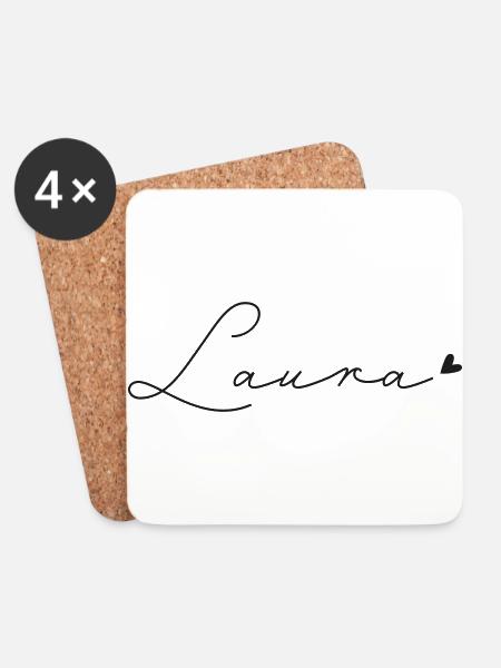 Name Laura - Untersetzer (4er-Set) - Weiß