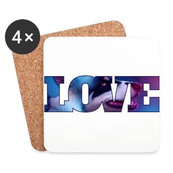 Ayla in Love lettering with Northern Lights colors! - Coasters (set of 4) - white - Front
