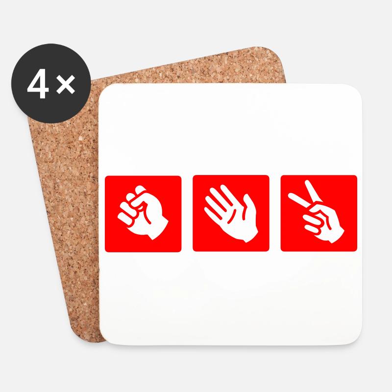 Schere Stein Papier // rock paper scissors v1 - Untersetzer (4er-Set) - Weiß