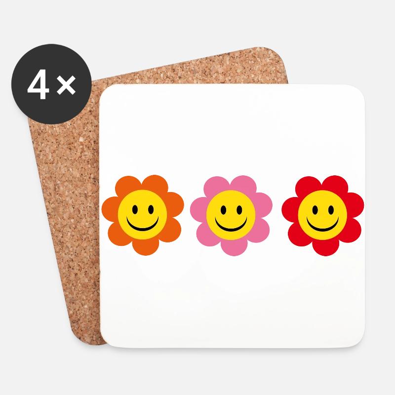 Blume - Untersetzer (4er-Set) - Weiß