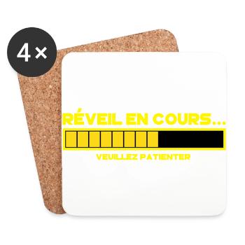 motif réveil en cours - Dessous de verre (lot de 4) - blanc - Devant