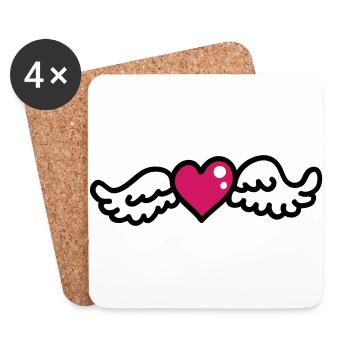 Heart Wings 3 - Coasters (set of 4) - white - Front