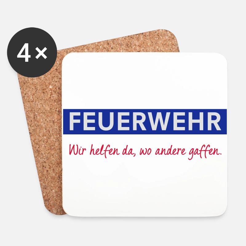 Feuerwehr - Untersetzer (4er-Set) - Weiß