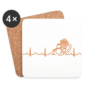 SR500 TX500 Heartbeat orange - Untersetzer (4er-Set) - Weiß - Vorne