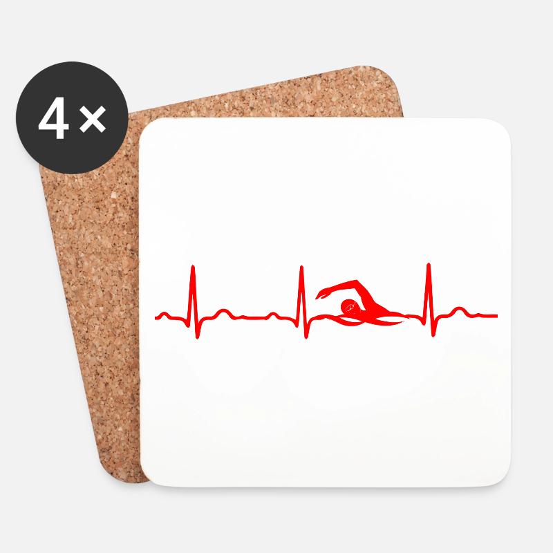 ECG HEATING SWIMMER Red - Coasters (set of 4) - white