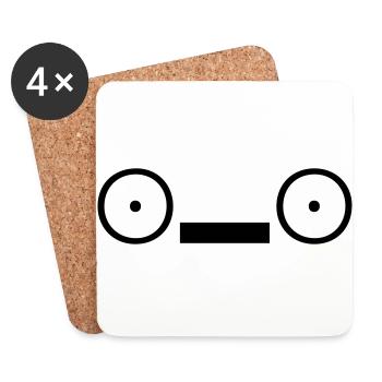 Japanische Emoticons 101 Kaomoji NJ - Untersetzer (4er-Set) - Weiß - Vorne