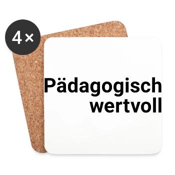 Pädagogisch wertvoll - Untersetzer (4er-Set) - Weiß - Vorne