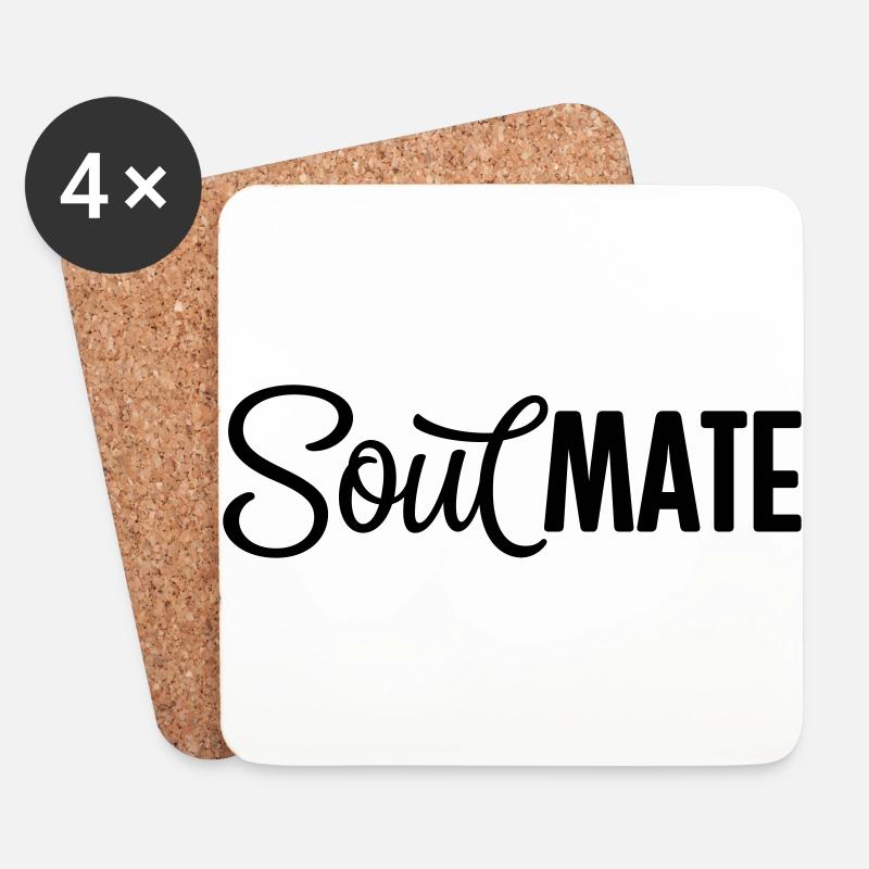 SoulMATE Soulmate Partnerlook Geschenk Spruch - Untersetzer (4er-Set) - Weiß