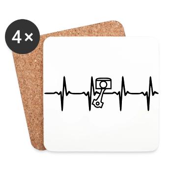 Heart Beat Piston Mechanic - Coasters (set of 4) - white - Front