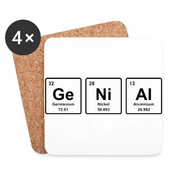 GENIAL ELEMENTE lustiges Geschenk Periodensystem - Untersetzer (4er-Set) - Weiß - Vorne